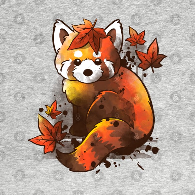 Red panda red leaves by NemiMakeit